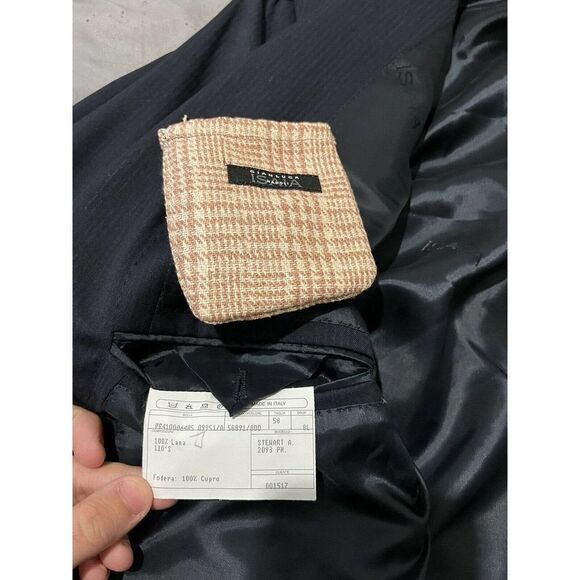 NWT ISAIA NAPOLI Sports Coat Blue Striped Wool STEWART‎ Size 48 L Long $2295 - Picture 7 of 10